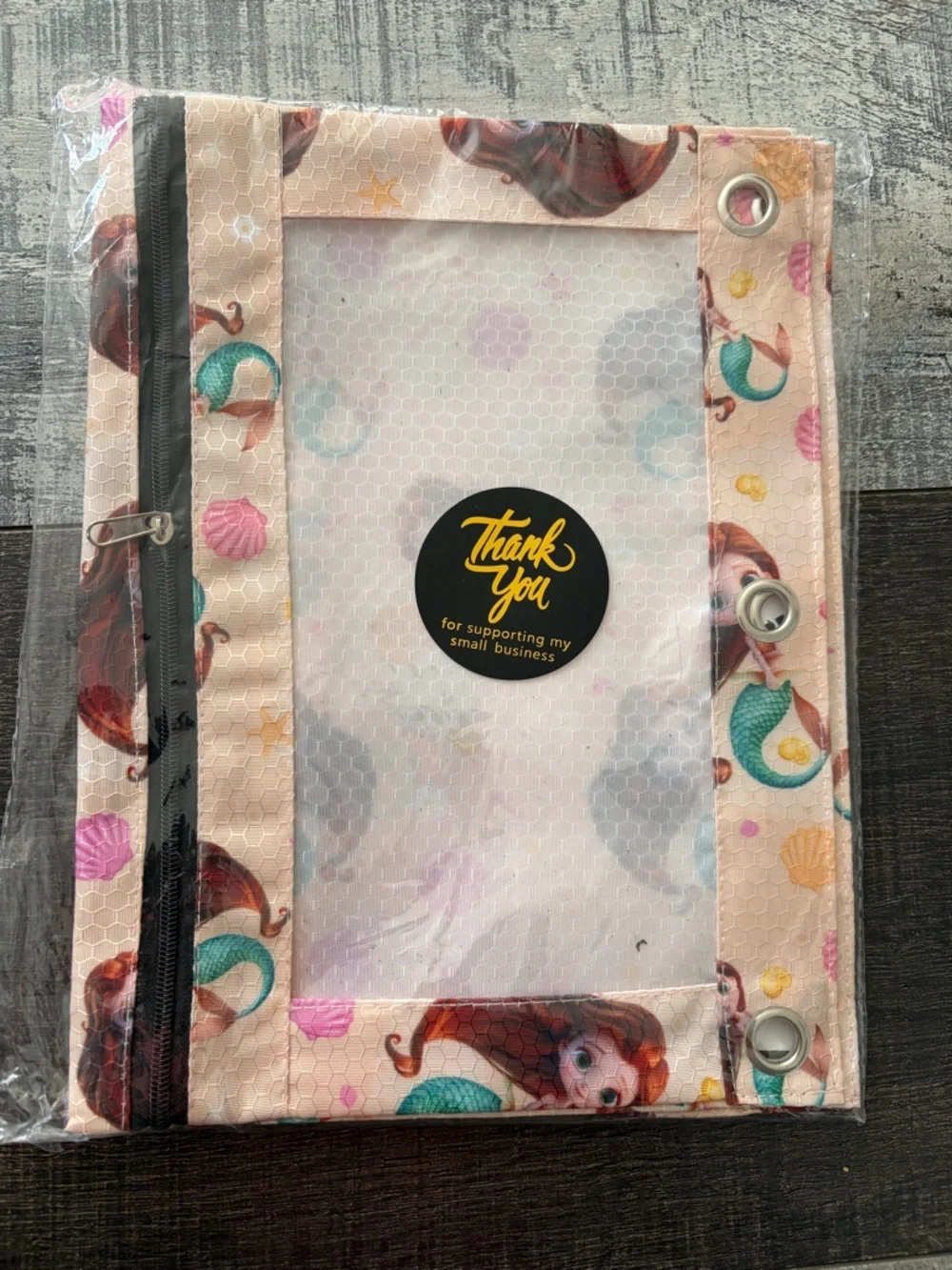 Mermaid Princess Binder Pouch Set of 2 Pencil Case Zip Organizer Folder